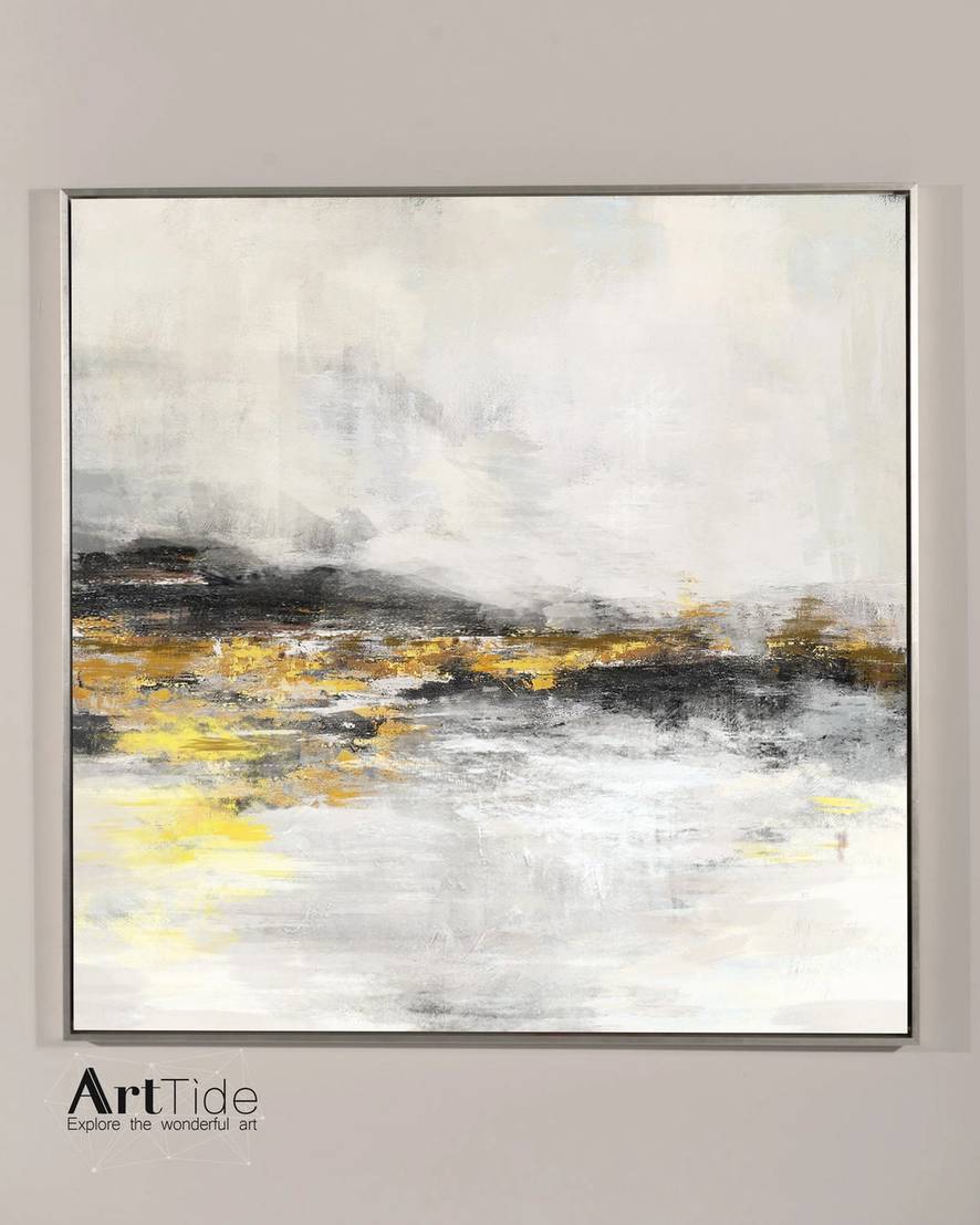White Living Room - large textured art for fireplace